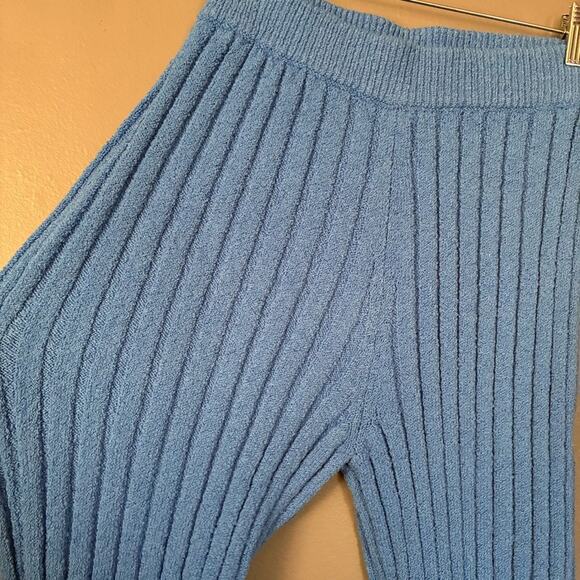 MOUSSY Wide Ribbed Knit Pants Flare Hem in Bright Blue Kidcore Rare Size S (1) - Picture 5 of 13